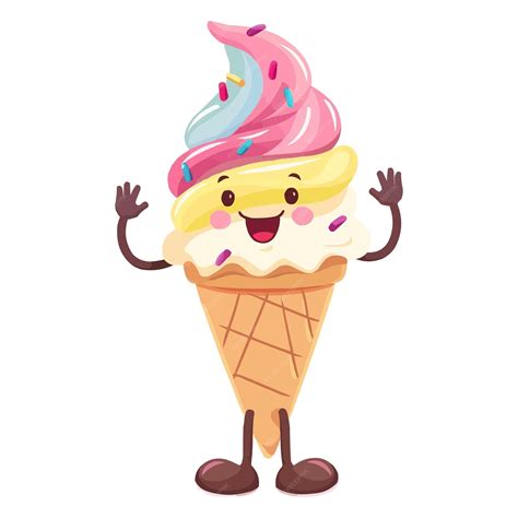 Premium Vector | A happy funny Ice Cream cartoon character with arms