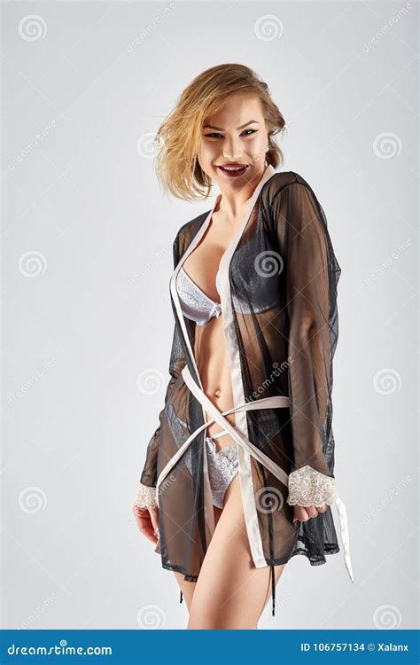 Lingerie Model Studio Shot Stock Photo Image Of Blonde Caucasian 106757134