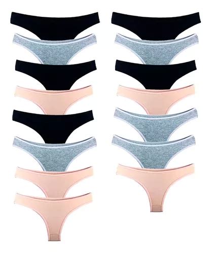 Kit Calcinhas Tanga Algodão Cotton Básica Lisa Lingerie Parcelamento sem juros