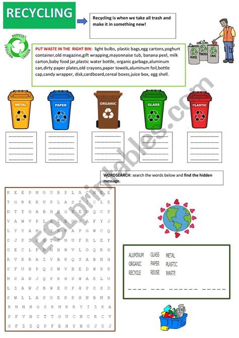 Recycling Esl Worksheet By Lia The Teacher Worksheets Library