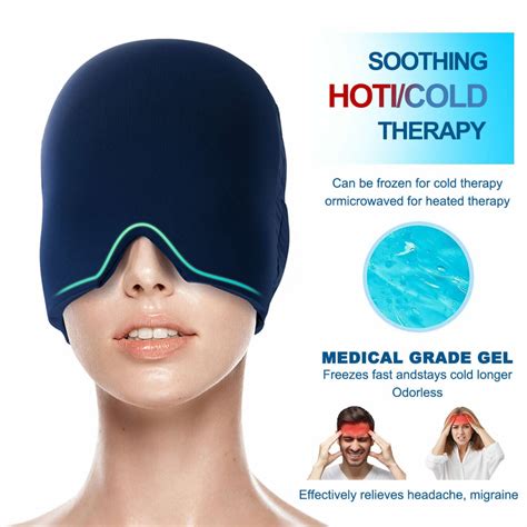 Migraine Headache Relief Cap Full Hat Reusable Gel Ice Pack Hot Cold Therapy Pressure Pain