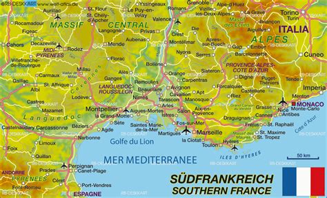 map  southern france region  france welt atlasde