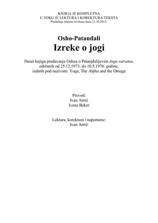 Osho Patanjali Izreke O Jogi Pdf