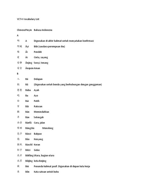 Yct 4 Vocab List | PDF