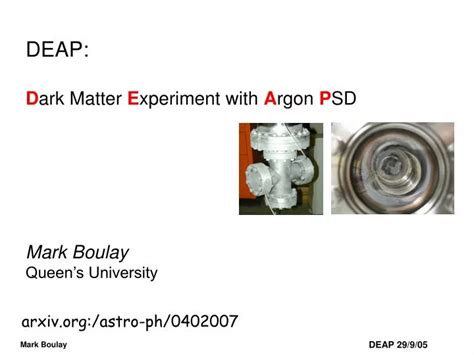 PPT DEAP D Ark Matter E Xperiment With A Rgon P SD PowerPoint