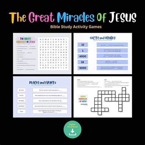 Miracles of Jesus Christian Teen Kid Crossword Puzzle Word Search