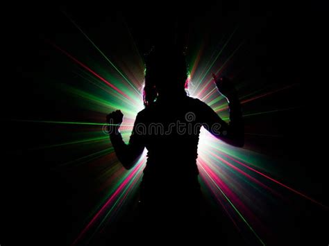 Silhouette Of Woman Dancing On Abstract Background Stock Photo Image