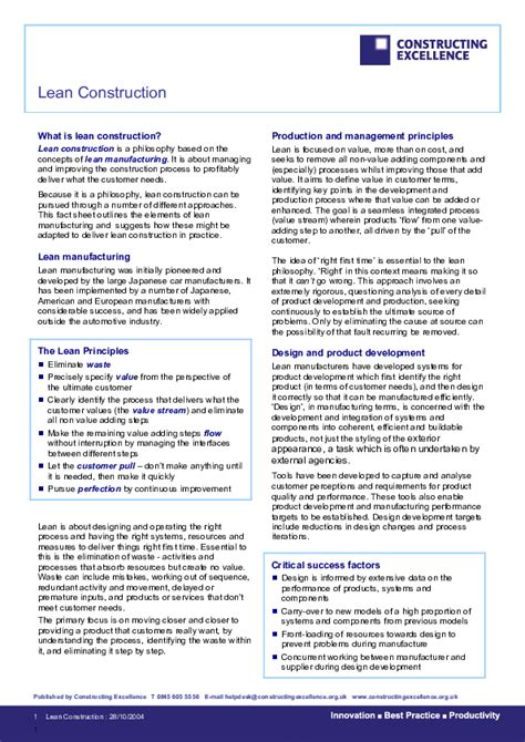 Pdf Lean Construction Vishwanath Darla