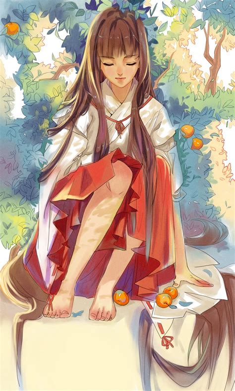 Anime Art Miko Priestess Shinto Priestess Uniform Long Hair