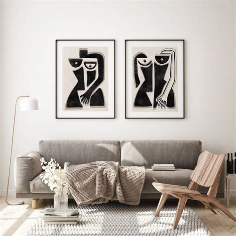 Nude Woman Print Set Of Black And White Naked Female Body Art Mid Century Modern Decor