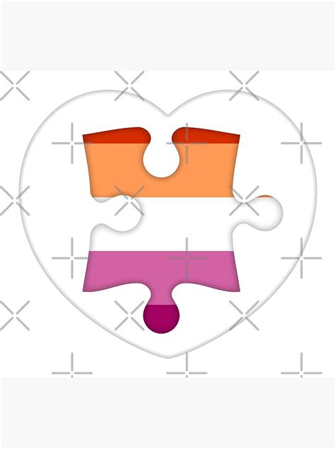 Lesbian Pride Flag Puzzle Piece Of Matching Heart Lgbt Valentines Photographic Print For