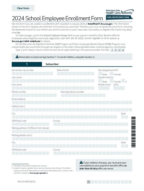 Fillable Online 2024 PEBB Employee Enrollment Change Form For Medical