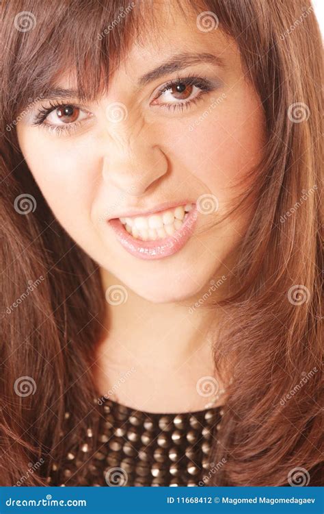 Wild Grin Stock Photo Image Of Caucasian Brunette Focus 11668412