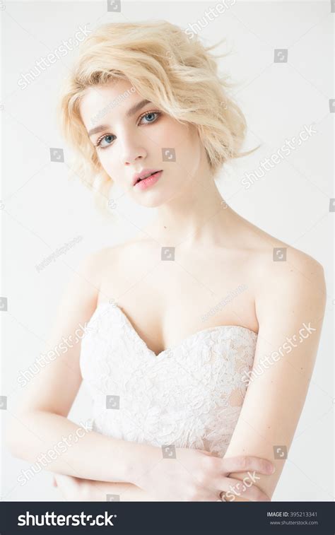 Woman Blonde Hair White Dress Nude Stock Photo Shutterstock