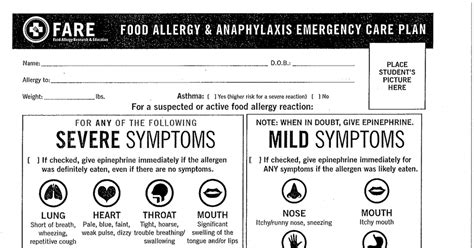 Food Allergy Action Plan Pdf Google Drive