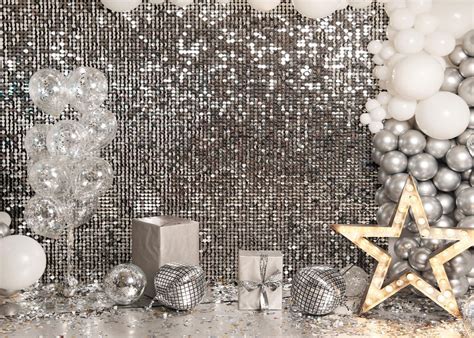 Alltten X Ft Silver Shimmer Wall Backdrop Sliver Sequins Disco