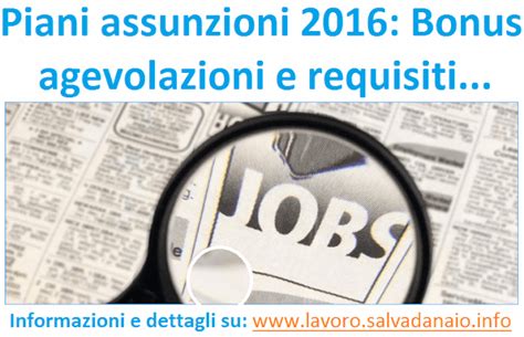 Piani Assunzioni Bonus Agevolazioni E Requisiti Per La Richiesta