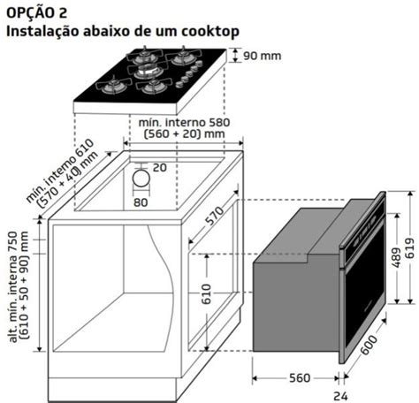 Medidas do Forno Elétrico de Embutir inox Brastemp 84 L BOT84