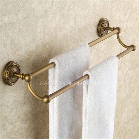 Chic Antique Brass Double Towel Bars For Bathroom