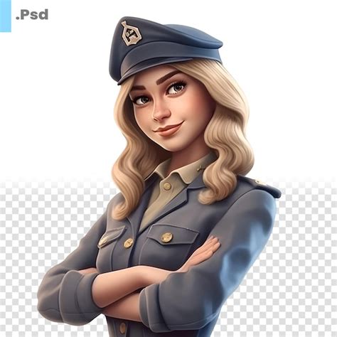 Premium PSD Blonde Police Officer With Crossed Arms Isolated On A White Background Psd Template