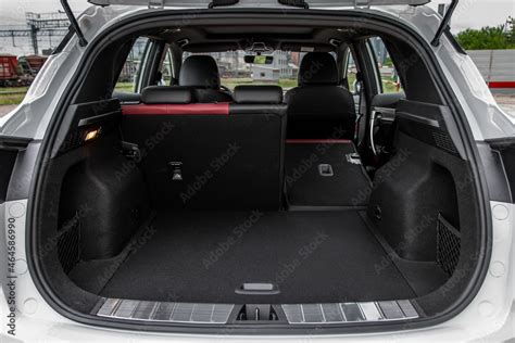 Huge Clean And Empty Car Trunk In Interior Of Compact Suv Rear View