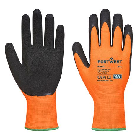 Portwest A340 Hi Vis Orange And Black Grip Gloves