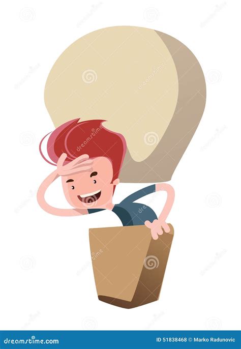 Man In A Hot Air Balloon Illustration Cartoon Character Stock Illustration Illustration Of