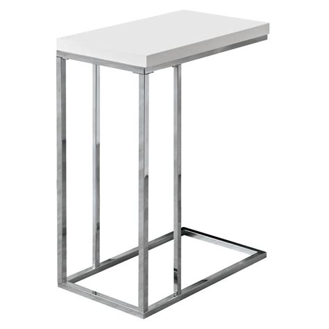Monarch Specialties I 3008 Accent Table Chrome Metal Glossy White