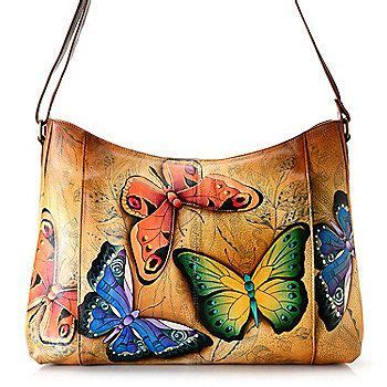 Anuschka Hand Painted Leather Zip Top Dual Front Pocket Crossbody Bag