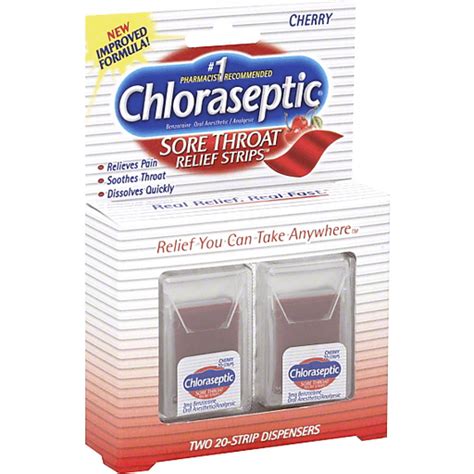 Chloraseptic Sore Throat Relief Strips Cherry Health Personal Care