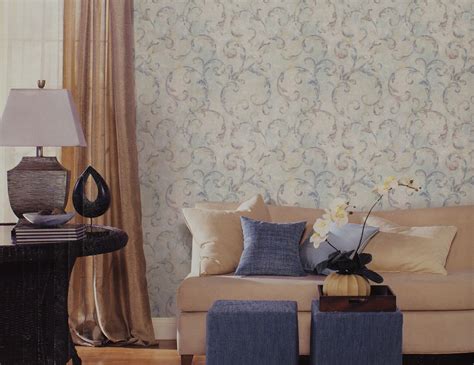 Желтые обои для стен с лианами чайного цвета Aura Silks & Textures ...