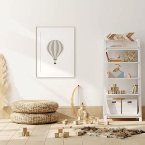 Hot Air Balloon Print Neutral Nursery Wall Art Play Room Prints Etsy