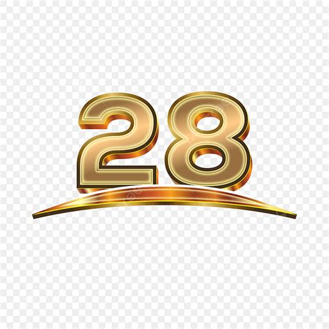 3d Goldene Zahlen 28 Mit Swoosh Auf Transparentem Hintergrund, Nummer ...