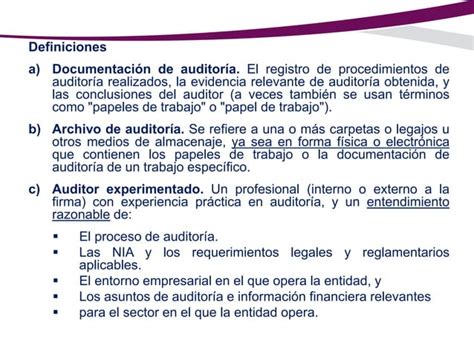 Nia Documentaci N De Auditor A Ppt