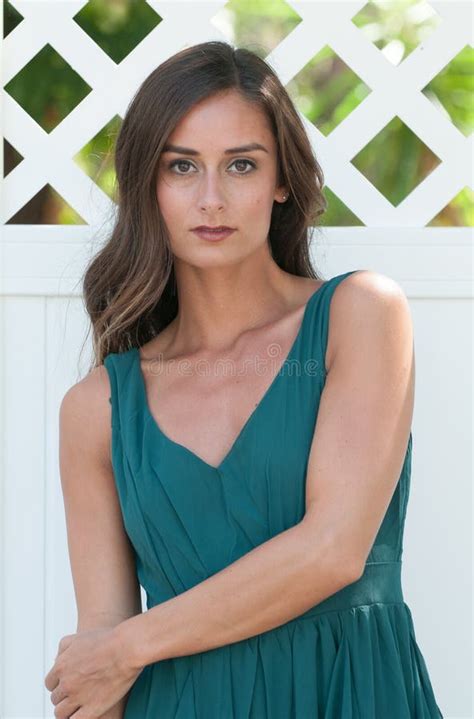 Behaarte Frau Des Brunette In Einem Roten Kleid Stockfoto Bild Von Mode Schuh