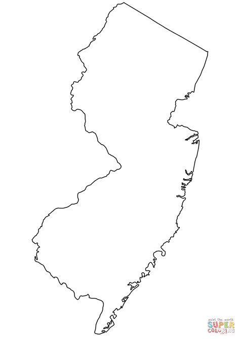 Outline Map of New Jersey coloring page | Free Printable Coloring Pages