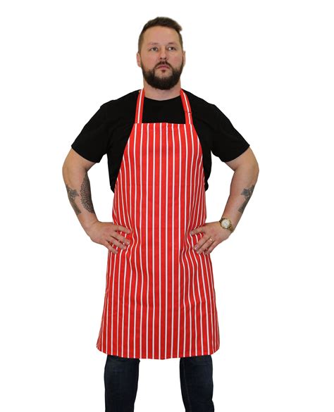 Butchers Bib Navy Vertical Stripe Apron Polycotton Aprons For Food