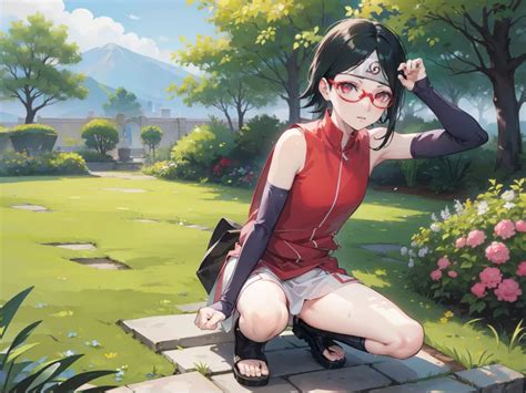 Sarada Uchiha Armpit Naked Glasses Garden SeaArt AI