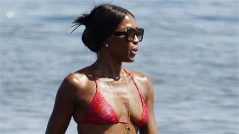 Naomi Campbell Flaunts Her Toned Figure In A Tiny Red Bikini As She Joins Bikini Clad Eiza