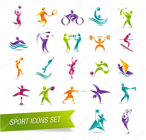 Colorful Sports Icon Set Vector Illustration — Stock Vector © Natashica