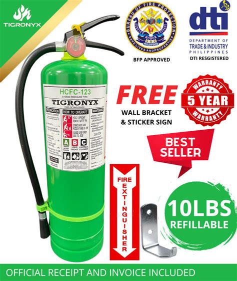 Fire Extinguisher 10lbs HCFC 123 Green 5 Years Expiration Refillable