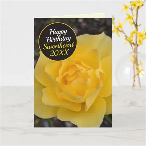 Dreamy Yellow Rose Happy Birthday Card Zazzle