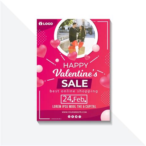 Free Vector Valentines Day Sales Poster With Discount