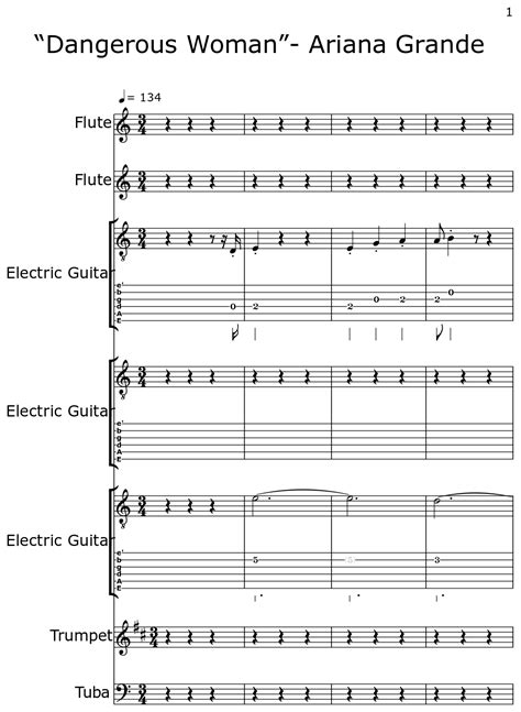 Dangerous Woman” Ariana Grande Sheet Music For Flute Electric