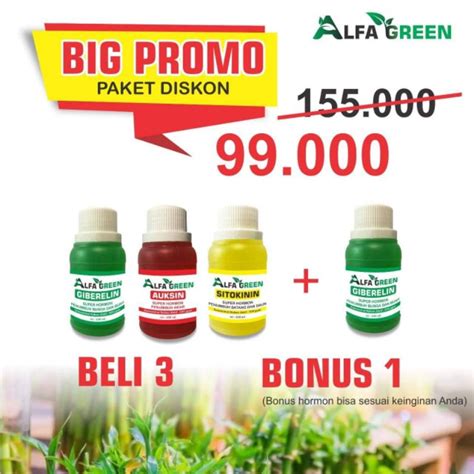 Jual HORMON PENYUBUR TANAMAN ALFAGREEN AUKSIN SITOKININ GIBERELIN 100ML