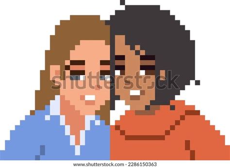 Pixel Art Character Young Gay Couple เวกเตอรสตอก ปลอดคาลขสทธ Shutterstock
