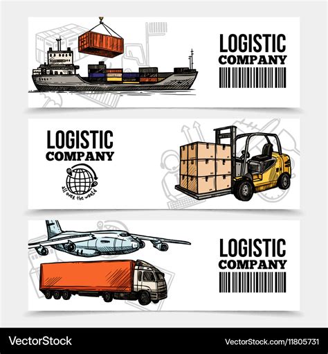 Logistics horizontal banners Royalty Free Vector Image