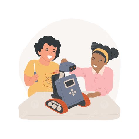 Gambar Ilustrasi Vektor Kartun Terpencil Kelas Robotik Selepas