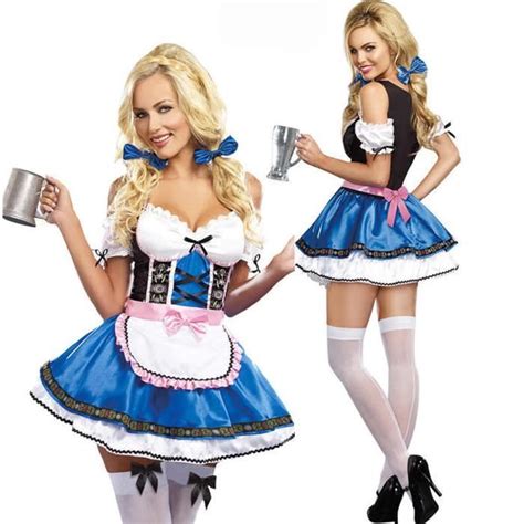 Dames Lingerie érotique Sexy Temptation Maid Cosplay Ensemble d uniforme d une seule pièce Bleu