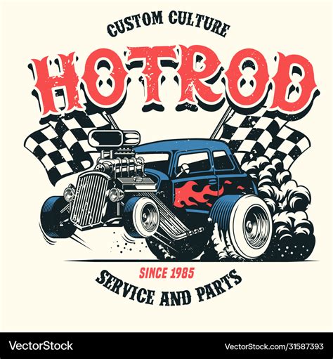 Hot Rod Car With Big Engine Royalty Free Vector Image